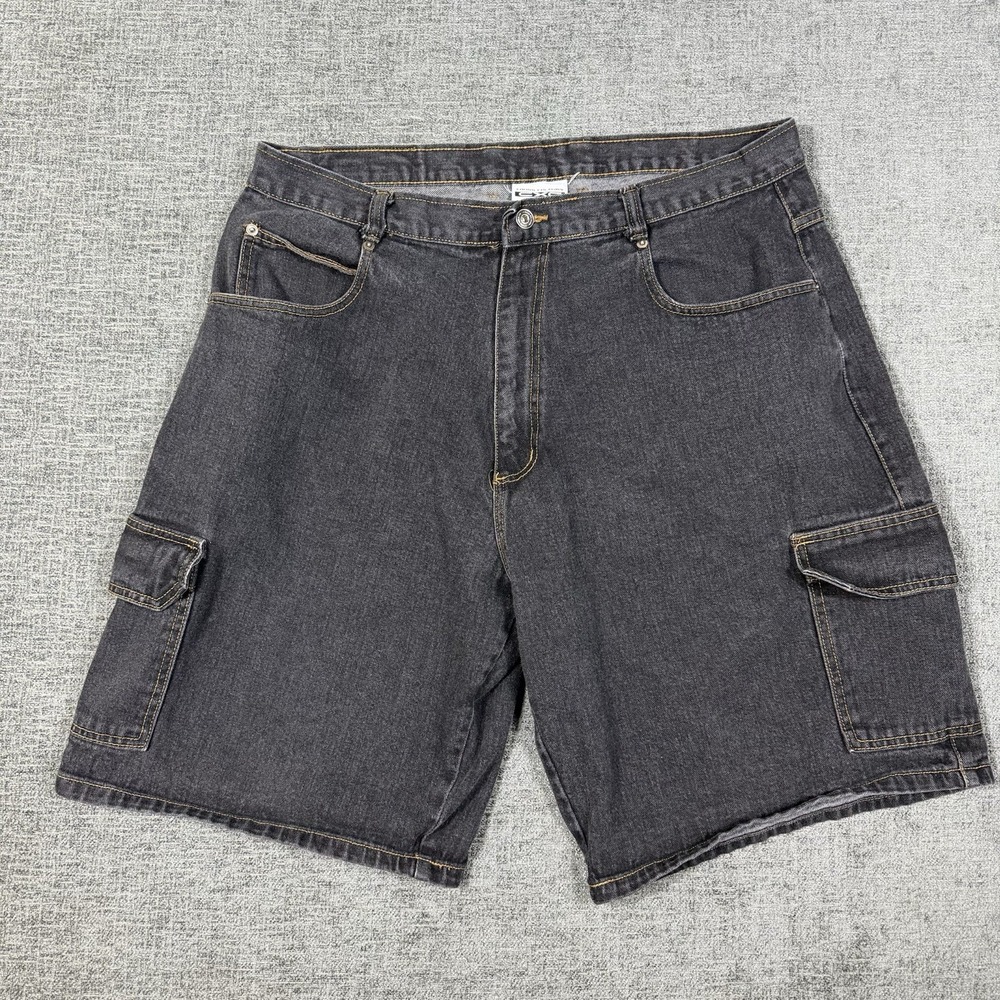 Vintage Mens Cross Colours Baggy Y2K Black Jean Cargo Shorts Size 38 Made In USA